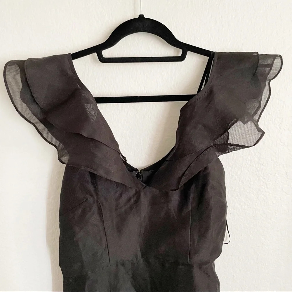 Keepsake the Label lost lover ruffled black mini dress M NWT - Picture 4 of 8